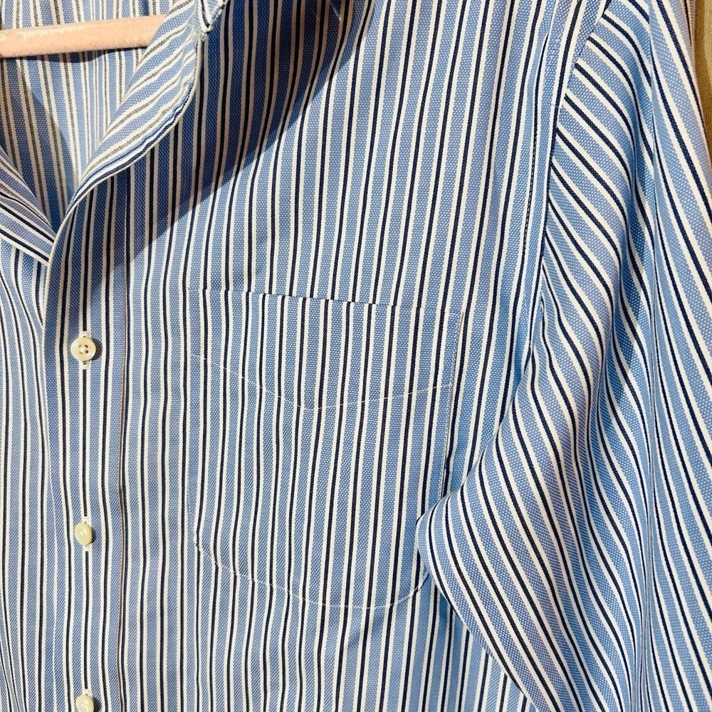 Ralph Lauren Men's Blue and White Striped Dress Shirt - Picture 2 of 5